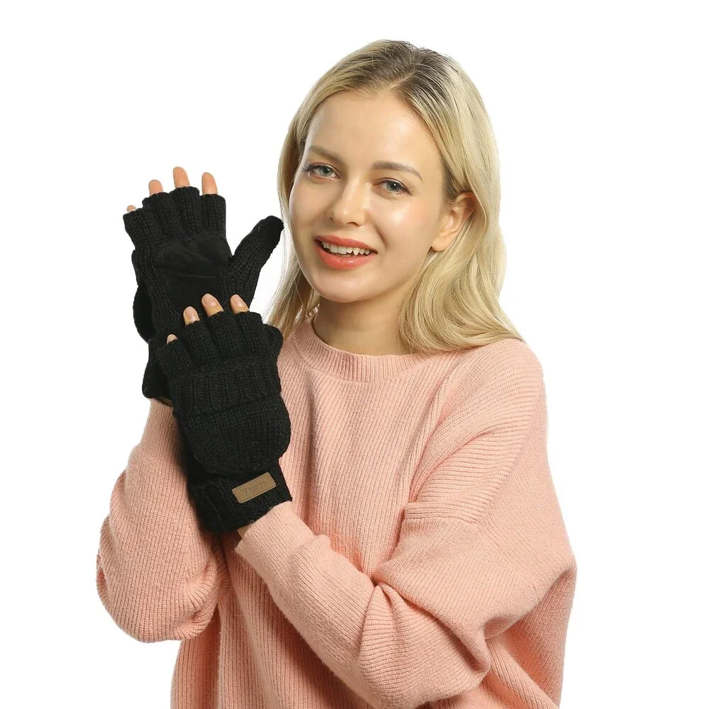 ViGrace Women's Convertible Fingerless Knit Wool Mittens - NWOT